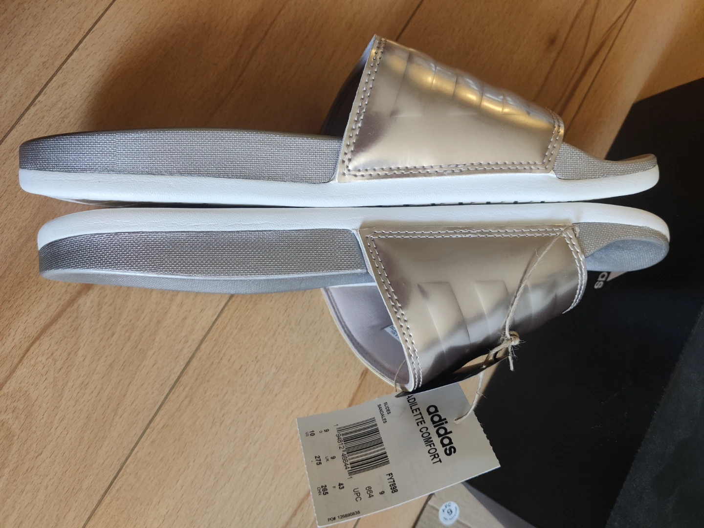 Brand New Adidas Adilette Comfort Slides - Rose Gold/Silver - photo 3