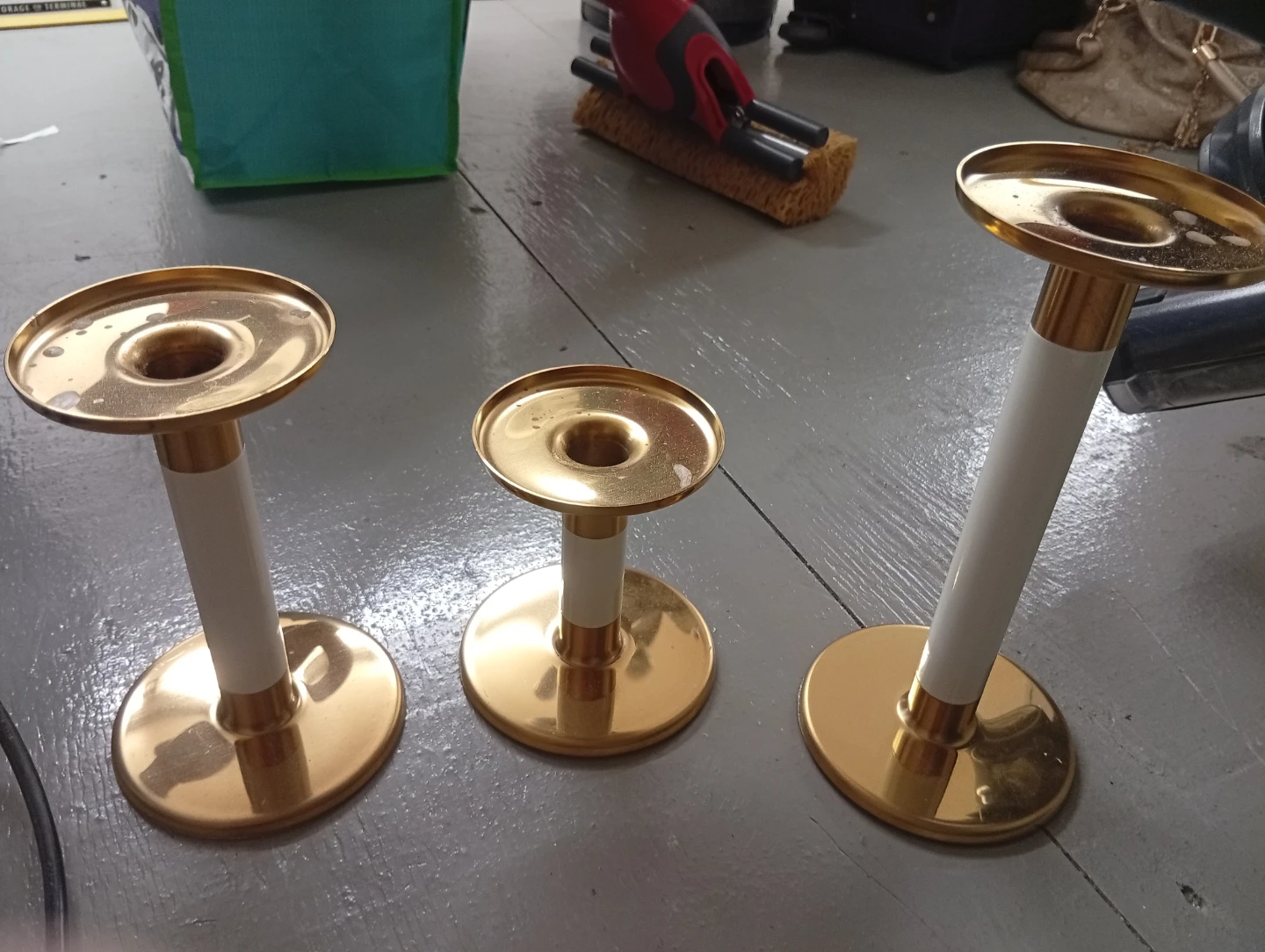Gold and White Candlesticks (Set of 3) - photo 2