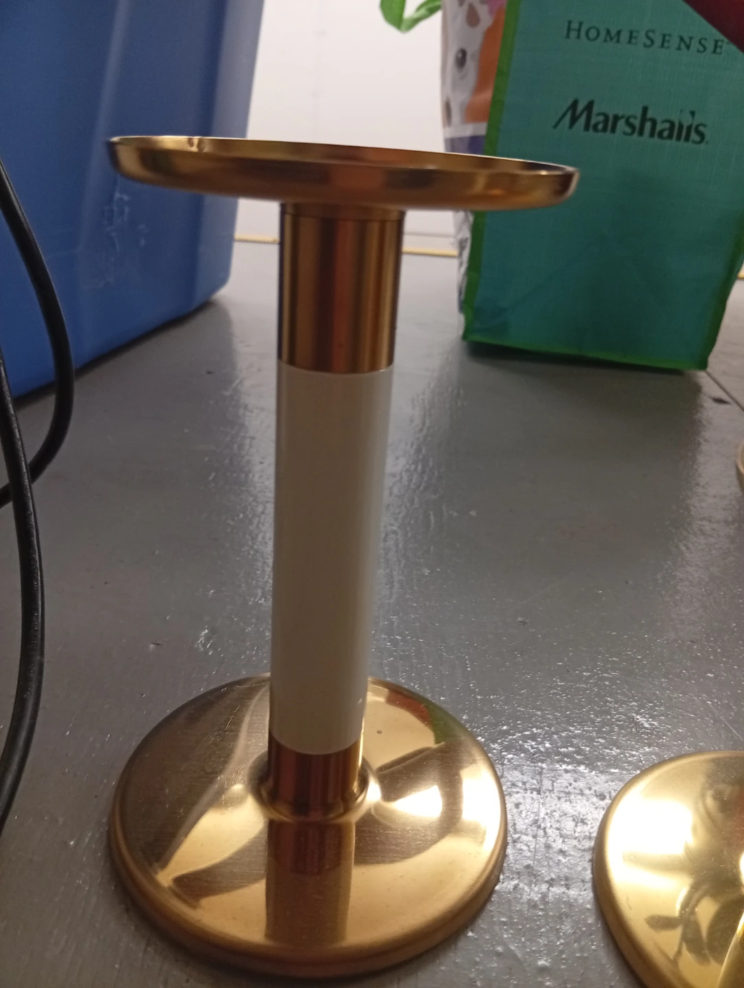 Gold and White Candlesticks (Set of 3) - photo 3