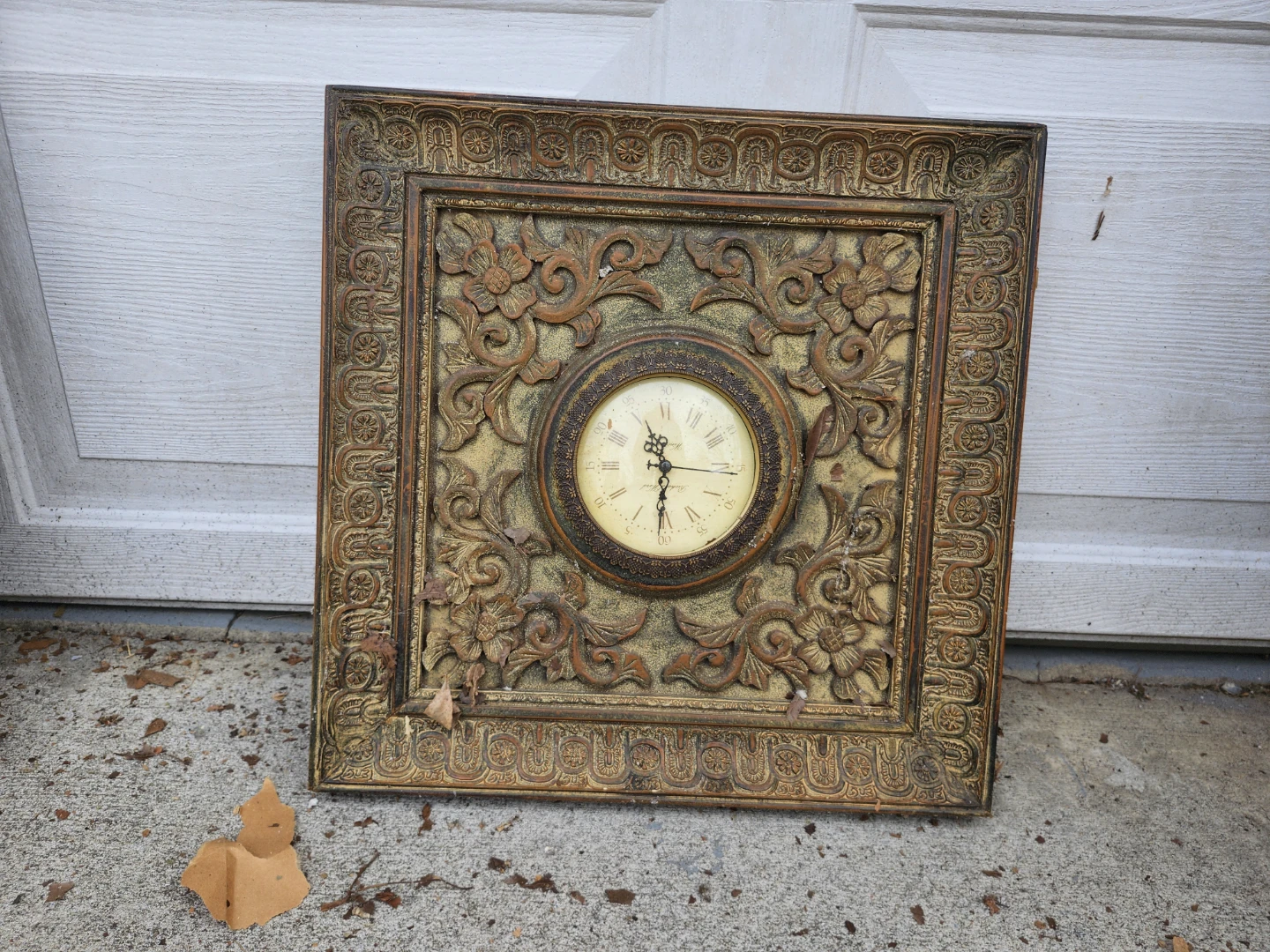 Ornate Square Wall Clock with Roman Numerals