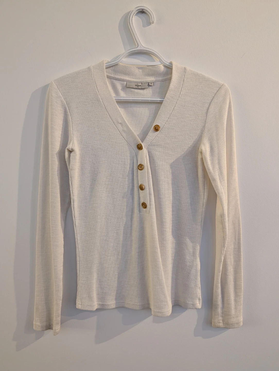 White ribbed long-sleeve top - XS