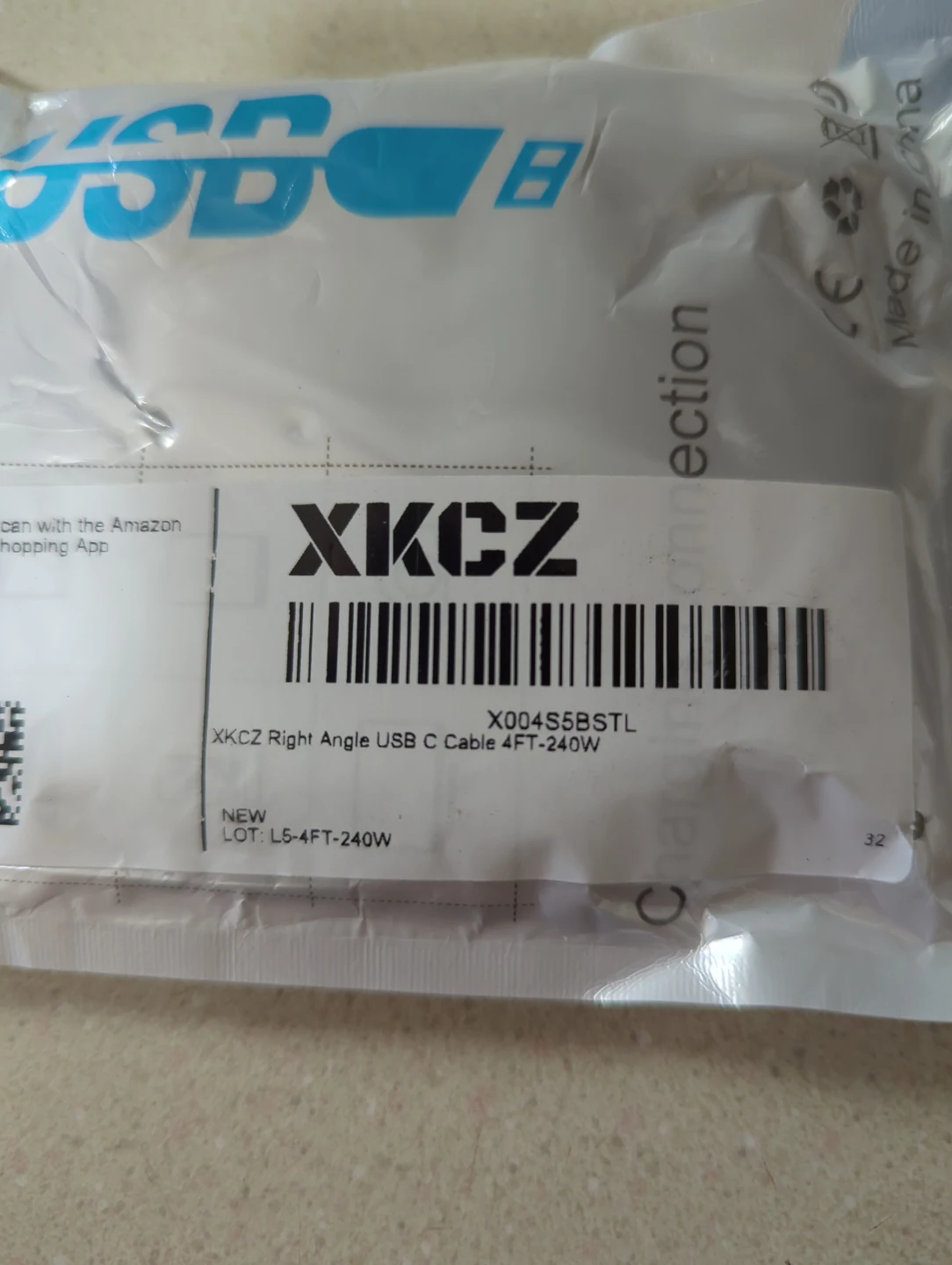 XKCZ Right Angle USB C Cable 4FT-240W