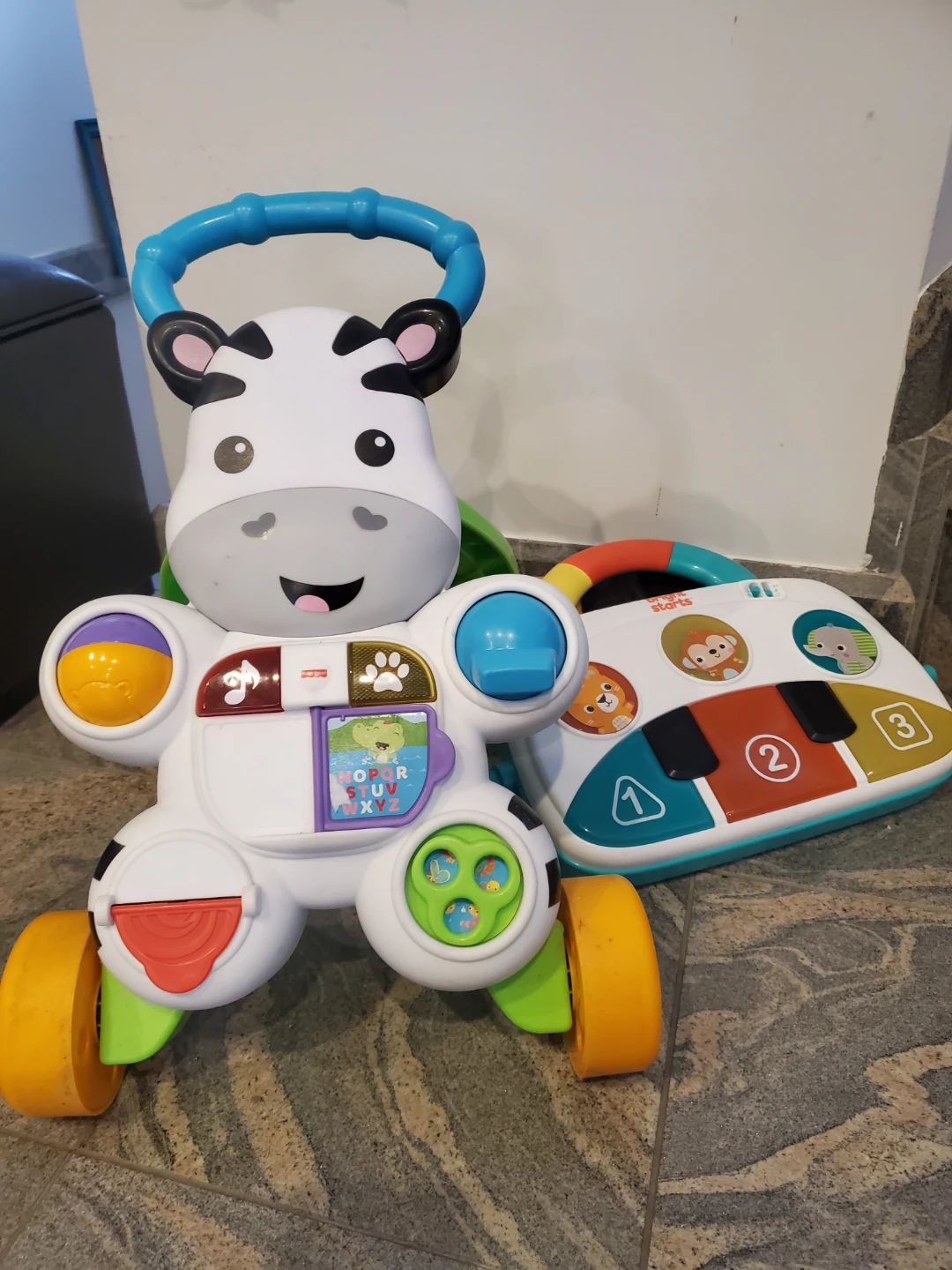 Fisher-Price Zebra Walker with Bright Starts Piano Toy
