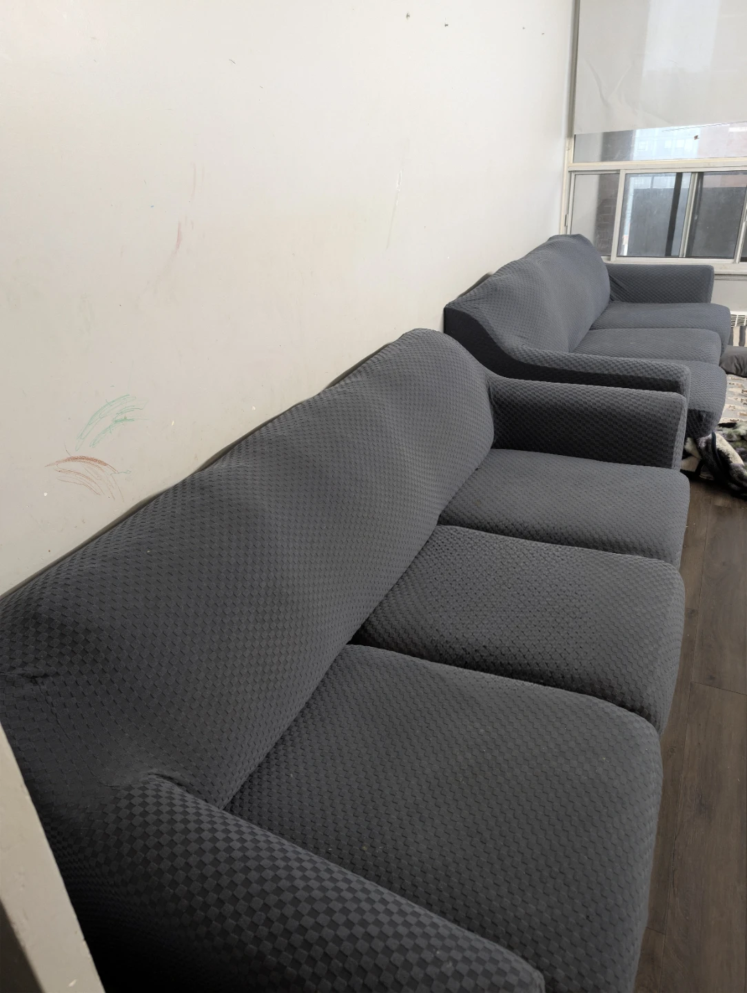 🇨🇦 Made in Canada: Pair of Grey Sofas + Textured Covers