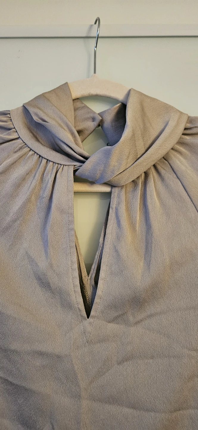 Zara Beige Satin Blouse, Sophisticated, Size Medium (8-10)