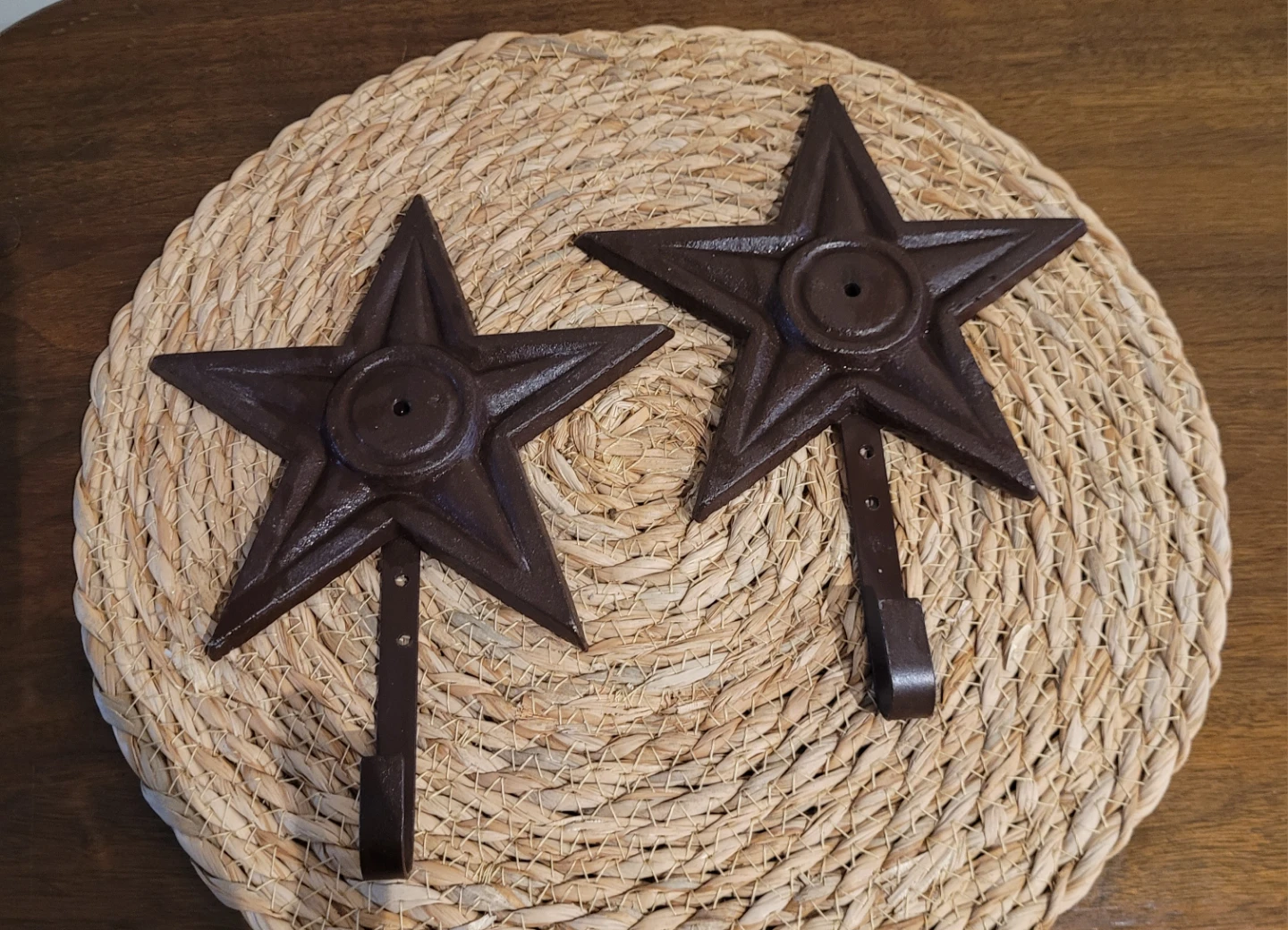 Set of 2 Cast Iron Star Hooks