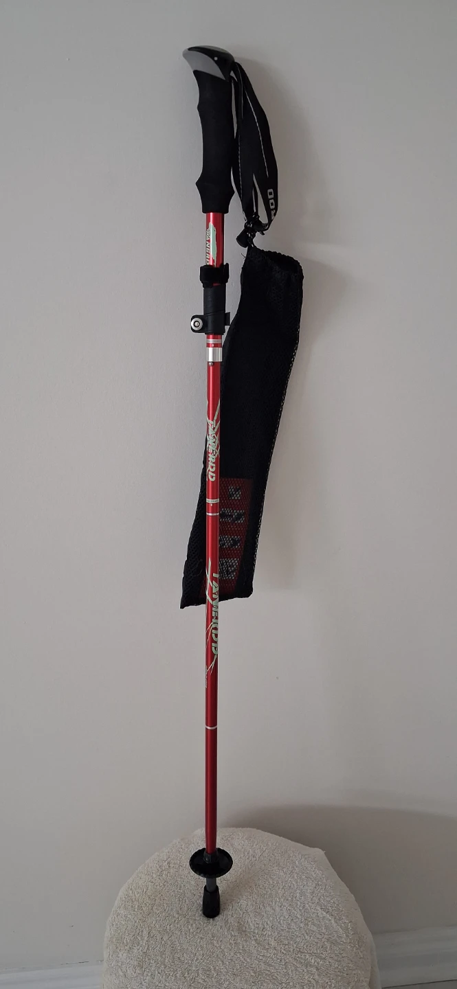 Red Trekking Poles with Mesh Bag