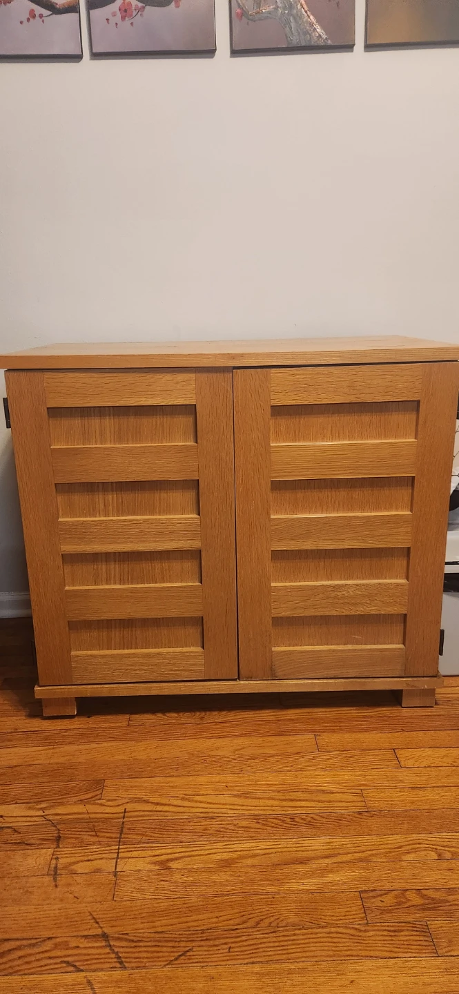 Crate & Barrel Wood Media Console/Desk with Drawers and Cabinets
