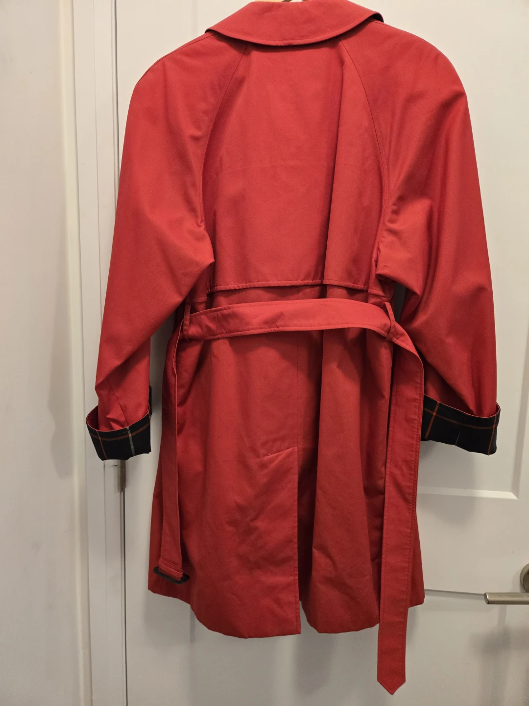 Burberrys Red Trench Coat with Nova Check Lining - photo 3