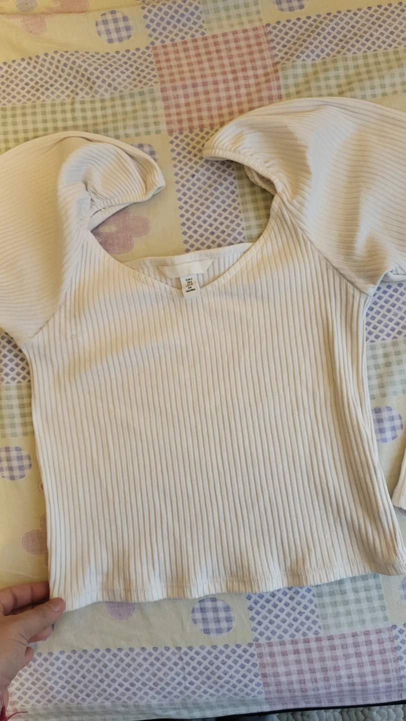 H&M Ribbed Long Sleeve Top - Cream - Size S - photo 3