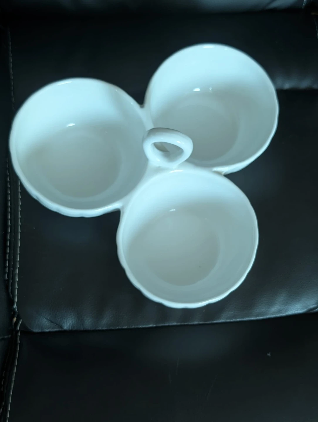 White Triple Compartment Serving Dish with Handle - photo 3