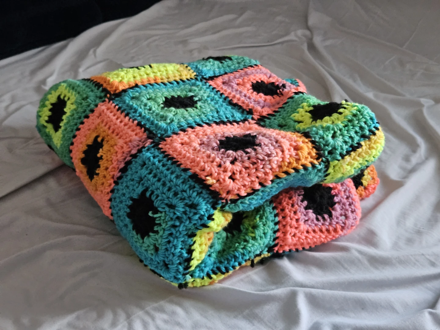Handmade Crochet Granny Square Blanket Throw