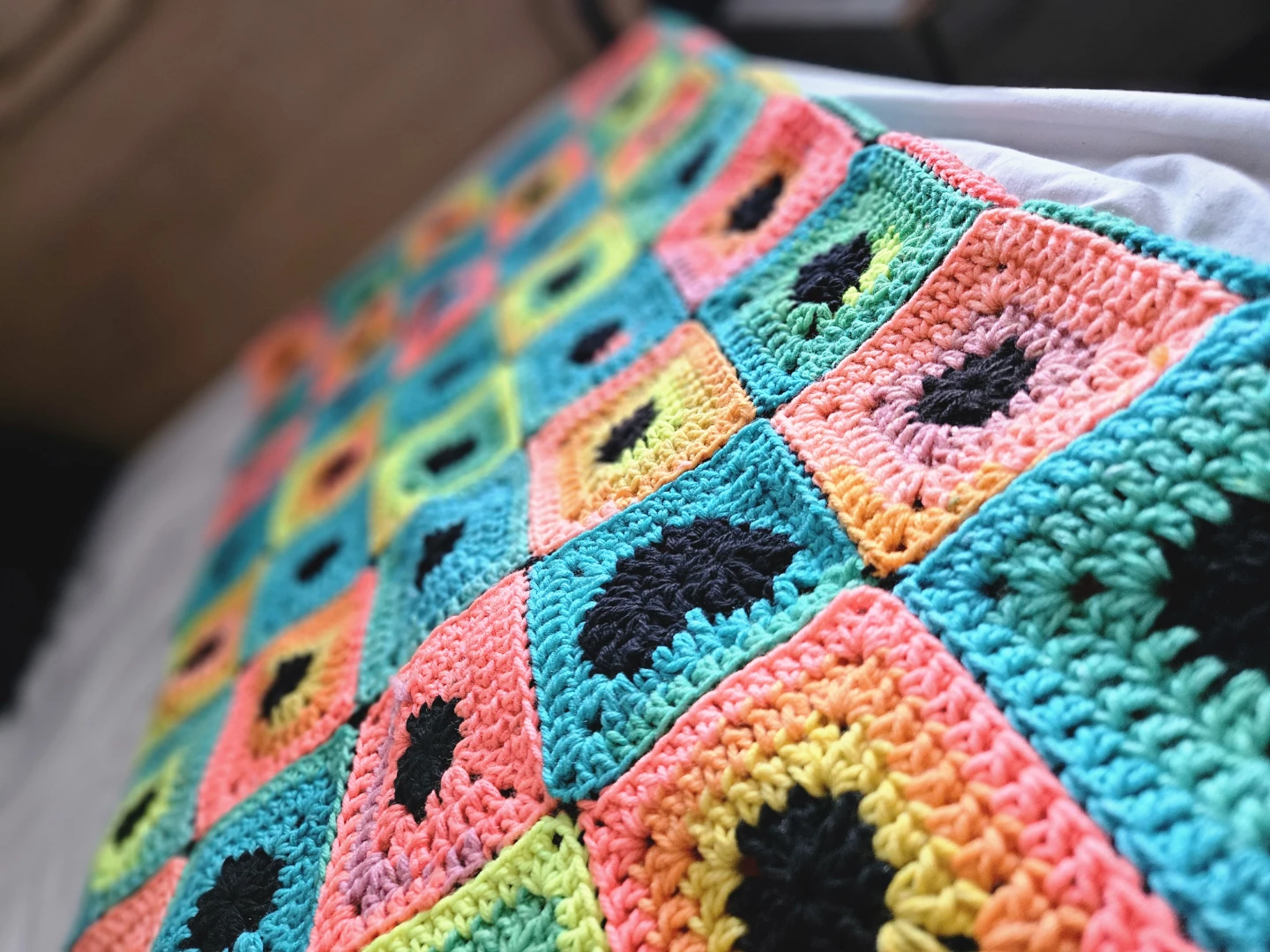 Handmade Crochet Granny Square Blanket Throw - photo 3