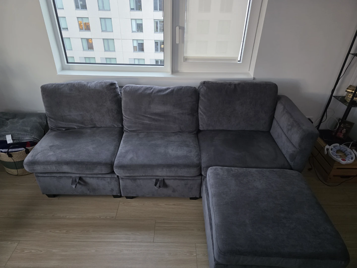 Gray Sectional Sofa with Storage Ottoman - photo 2