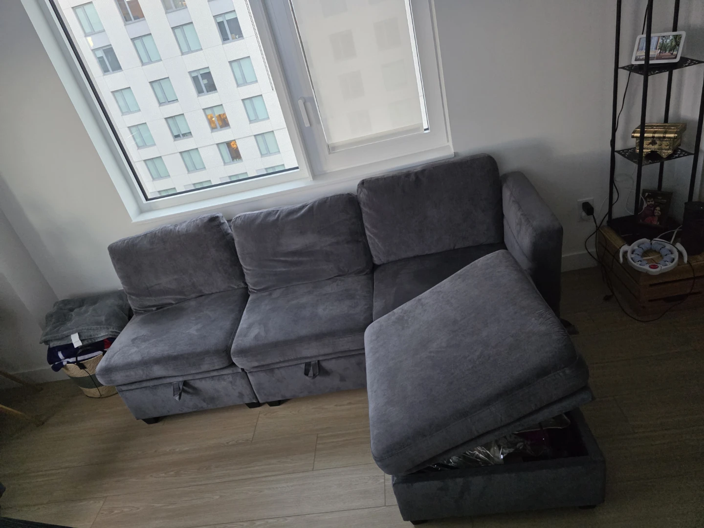 Gray Sectional Sofa with Storage Ottoman - photo 3