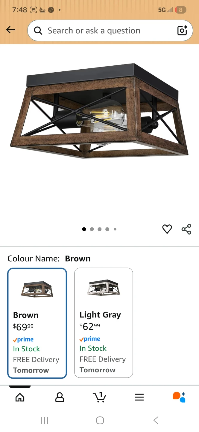 Farmhouse Ceiling Light Fixture - Rustic Wood Grain Paint, Brown - photo 2