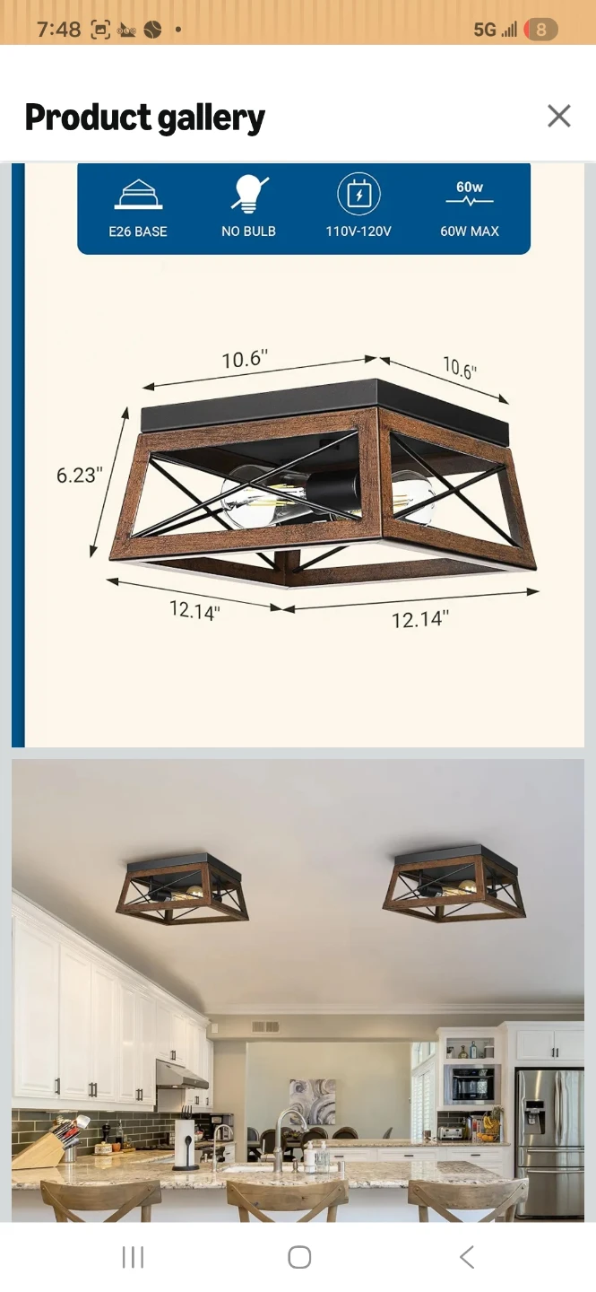 Farmhouse Ceiling Light Fixture - Rustic Wood Grain Paint, Brown - photo 3