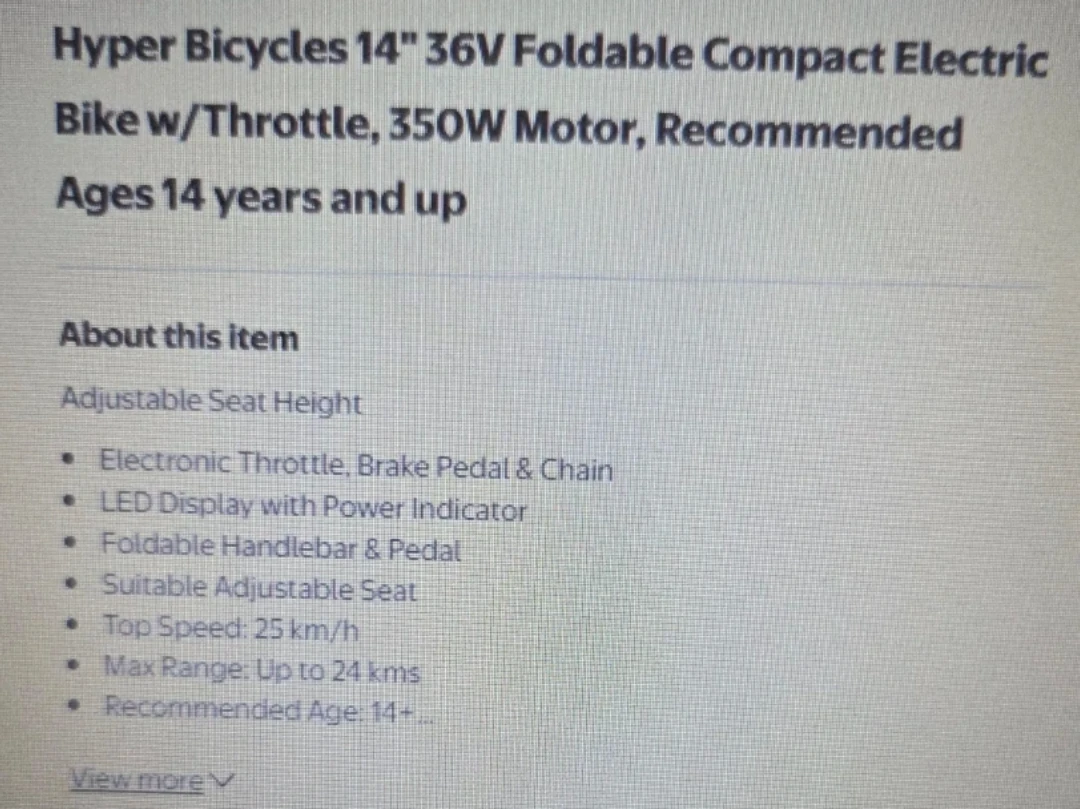 Hyper Bicycles 14" 36V Electric Bike