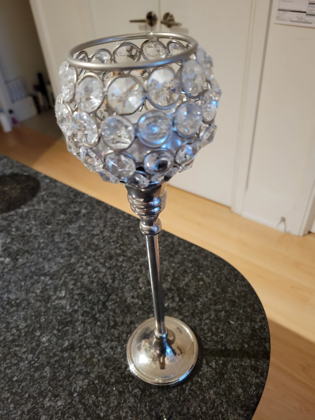 Crystal and Silver Candlestick Holder