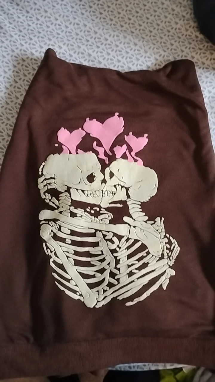 Brown Skeleton Kiss Hoodie