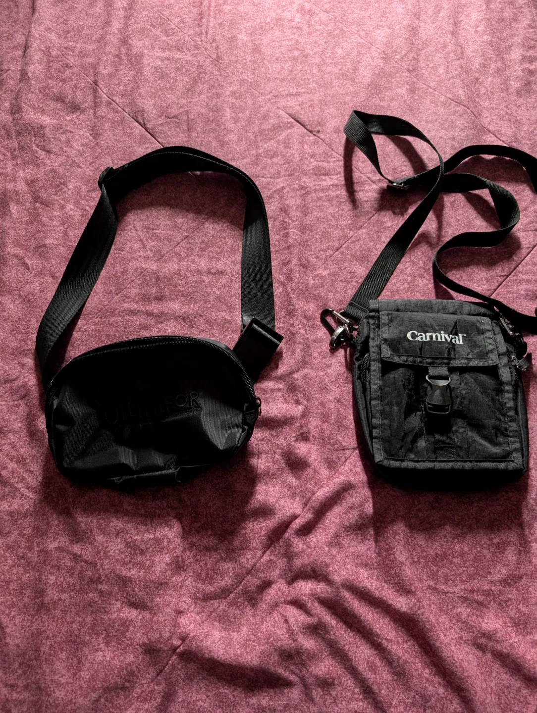 Two Black Shoulder Bags: Carnival and Unbranded