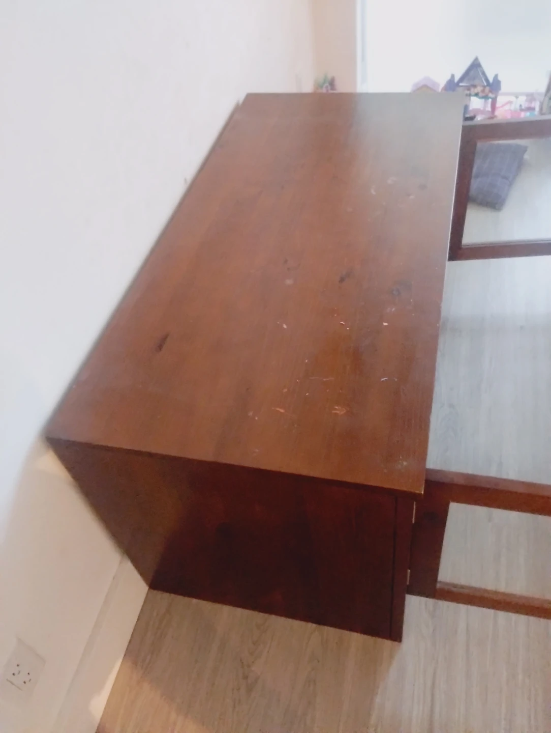 Elegant Oval Wooden Coffee Table with Matching Storage Cabinet