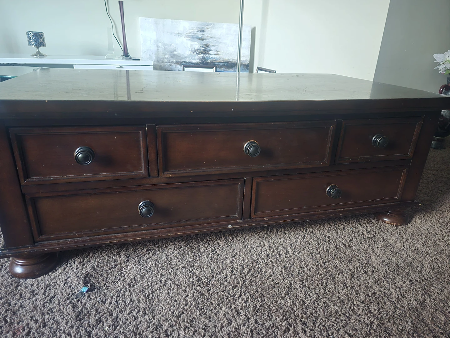 Dark Brown Coffee Table with 6 Drawers - photo 3