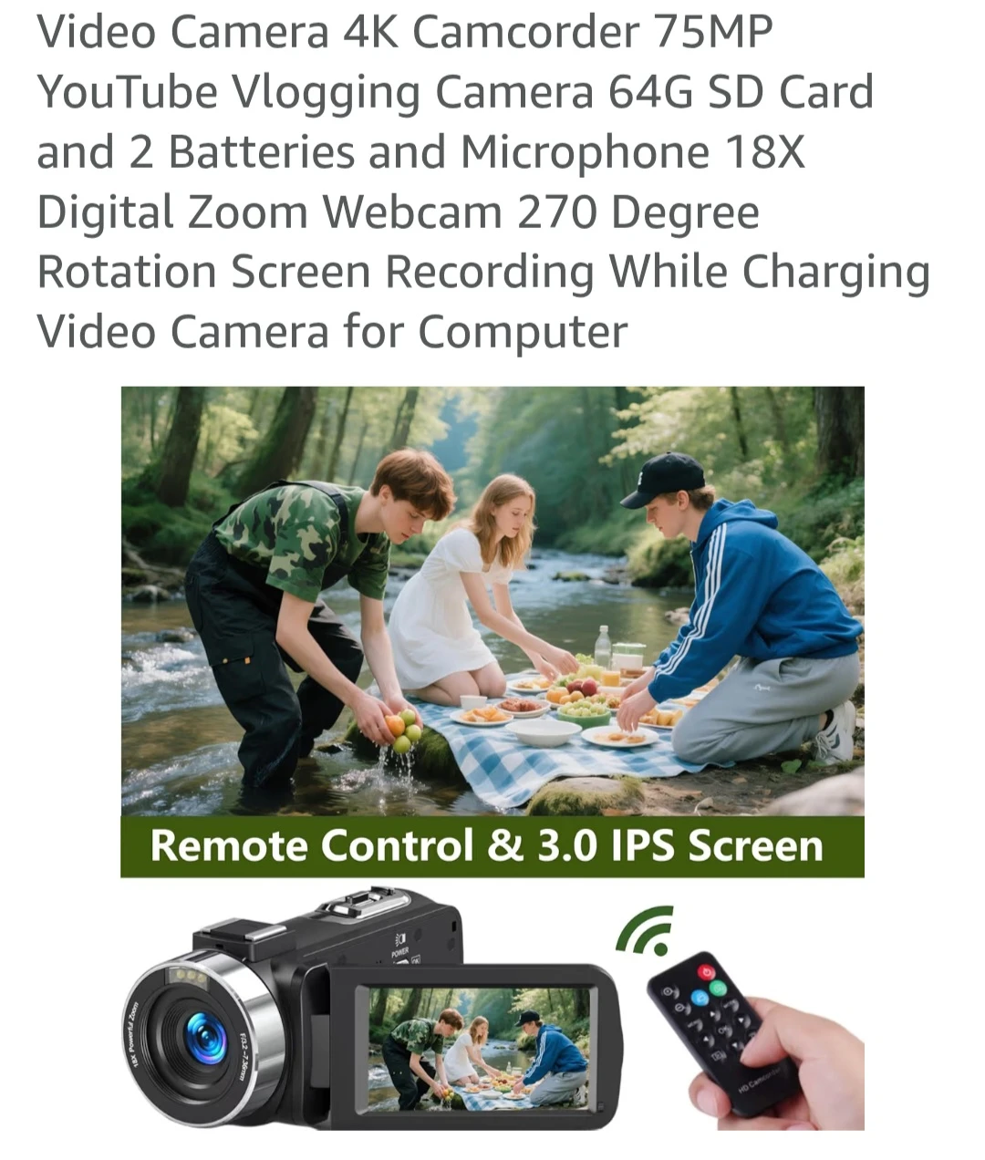 4K Camcorder with Microphone and 64GB SD Card - photo 2