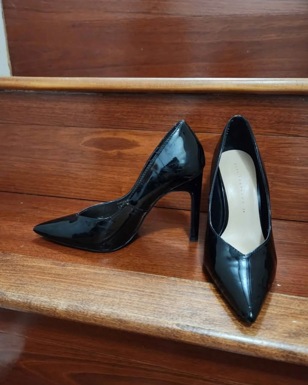Black Patent Stiletto Heels - Size 36 or 6.5