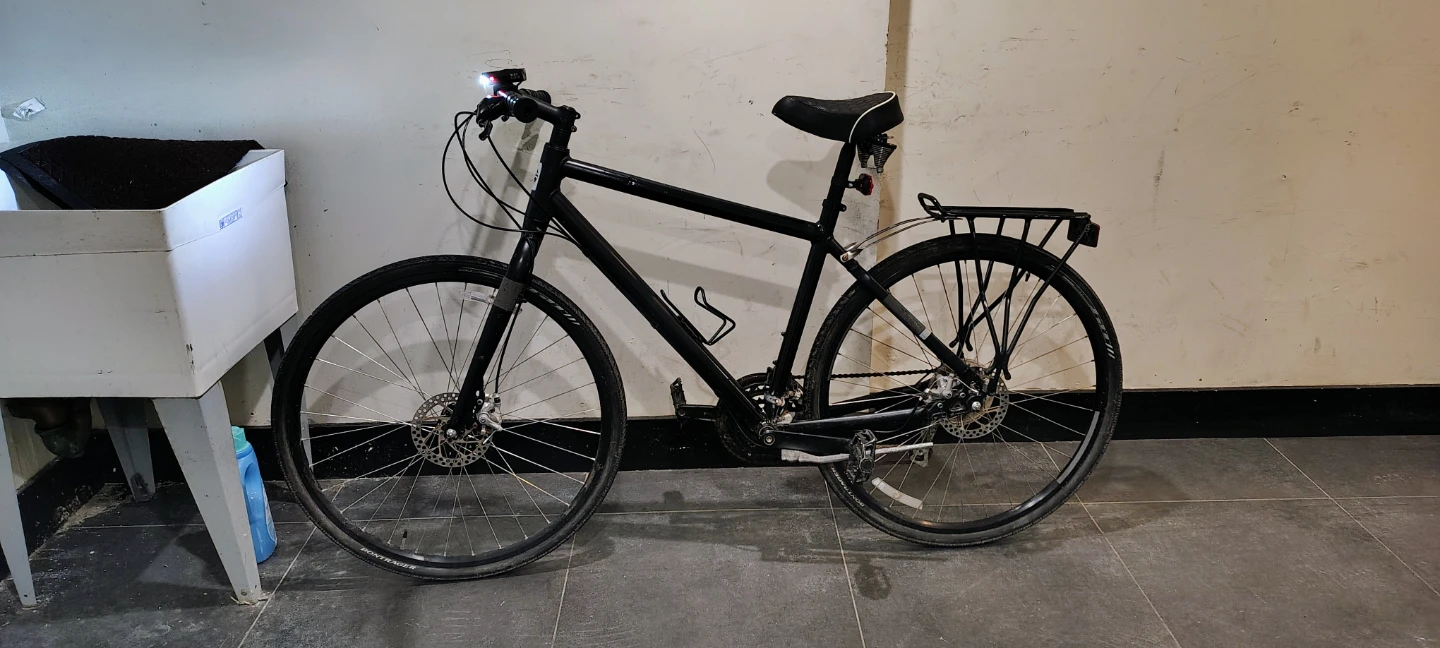 Black Hybrid Bike with Rack and Lights - photo 3