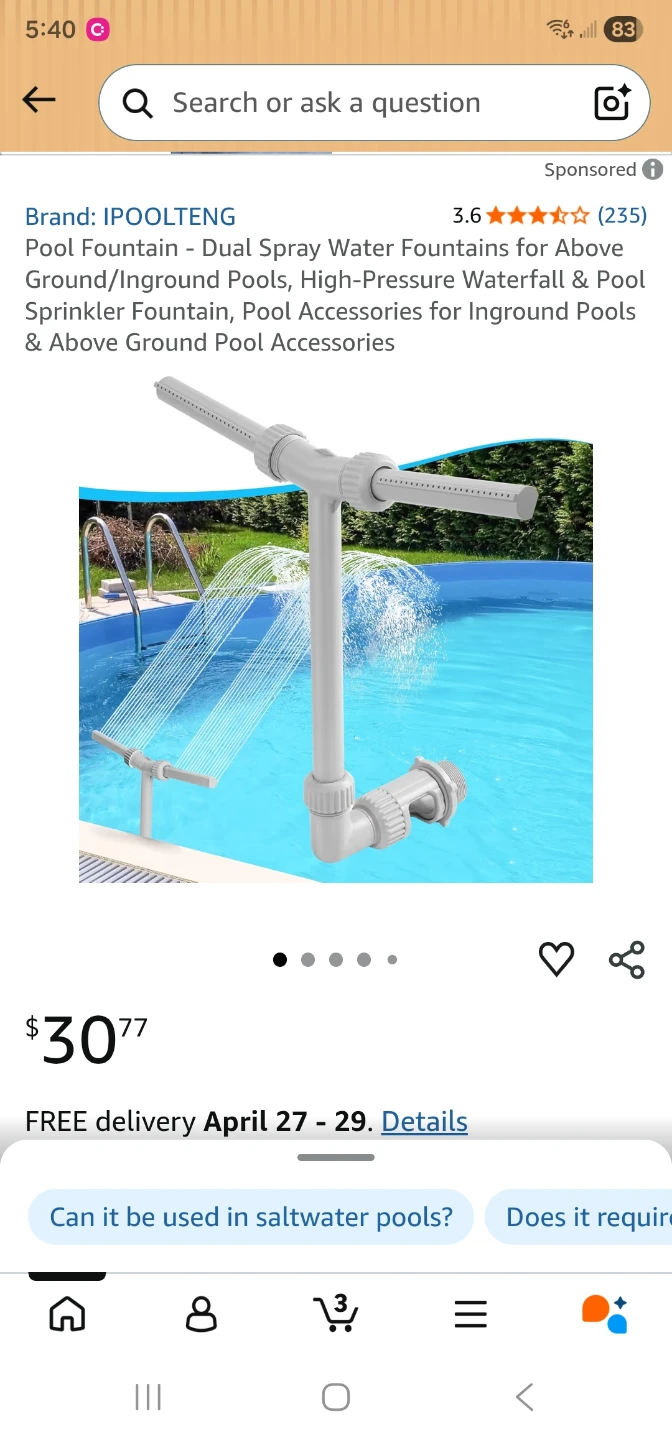Summerbuddy Waterfall Pool Fountain