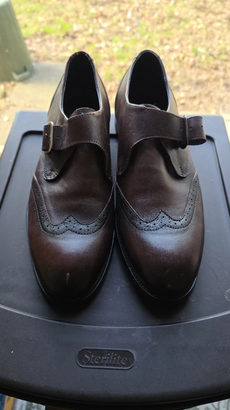 LE TORO CASUALS Brown Leather Monk Strap Wingtip Shoes Size 42 - photo 2