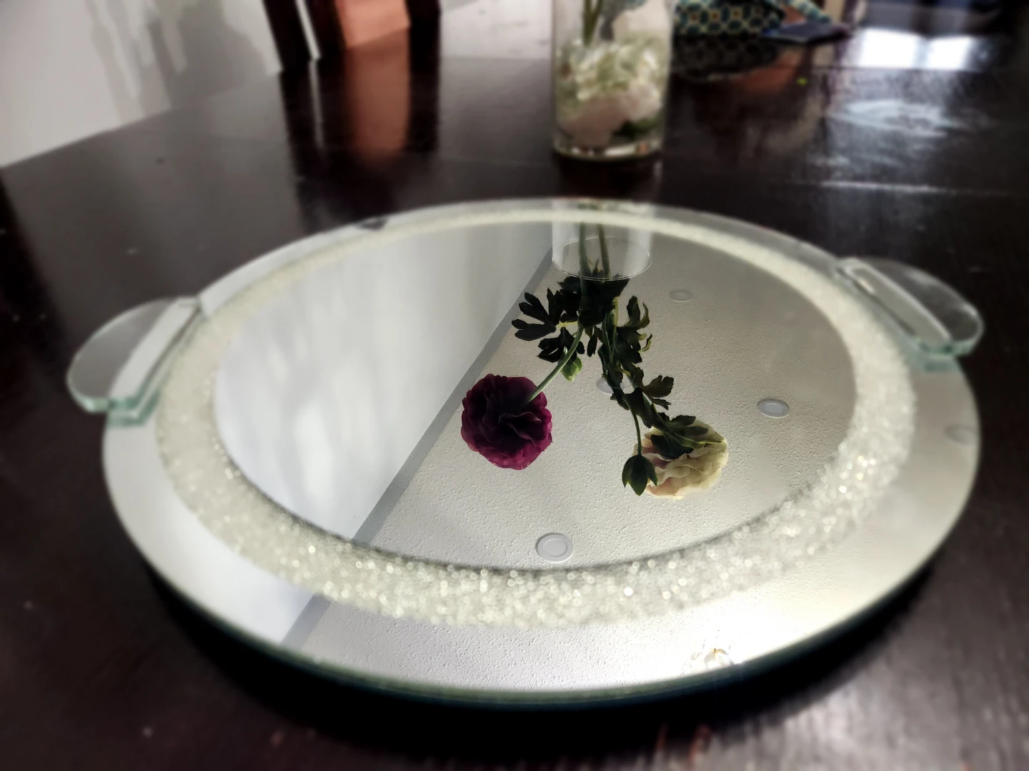 Crystal Encrusted Mirrored Serving Tray with Handles - photo 2