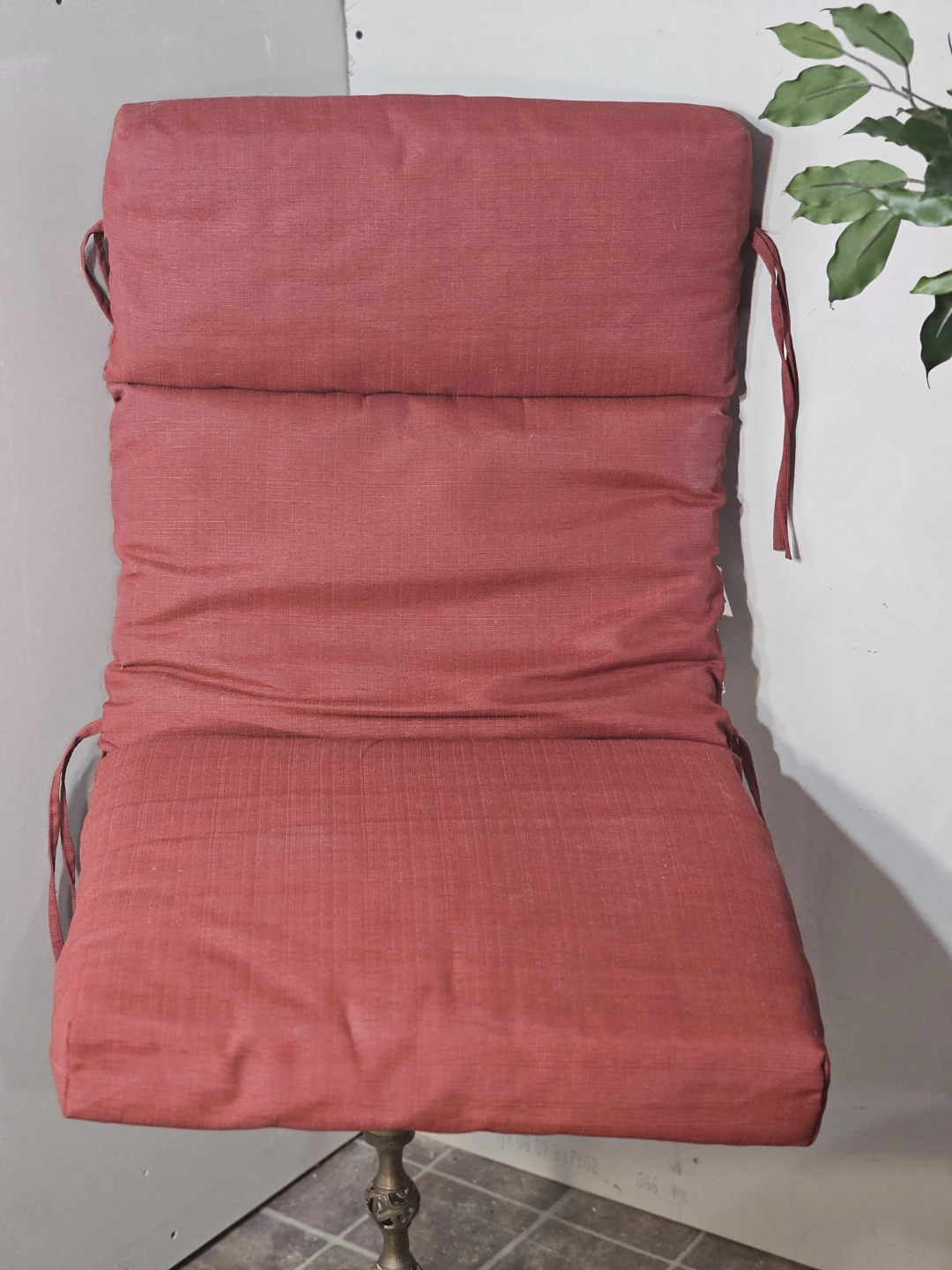 4 x Red Patio Chair Cushion with Ties