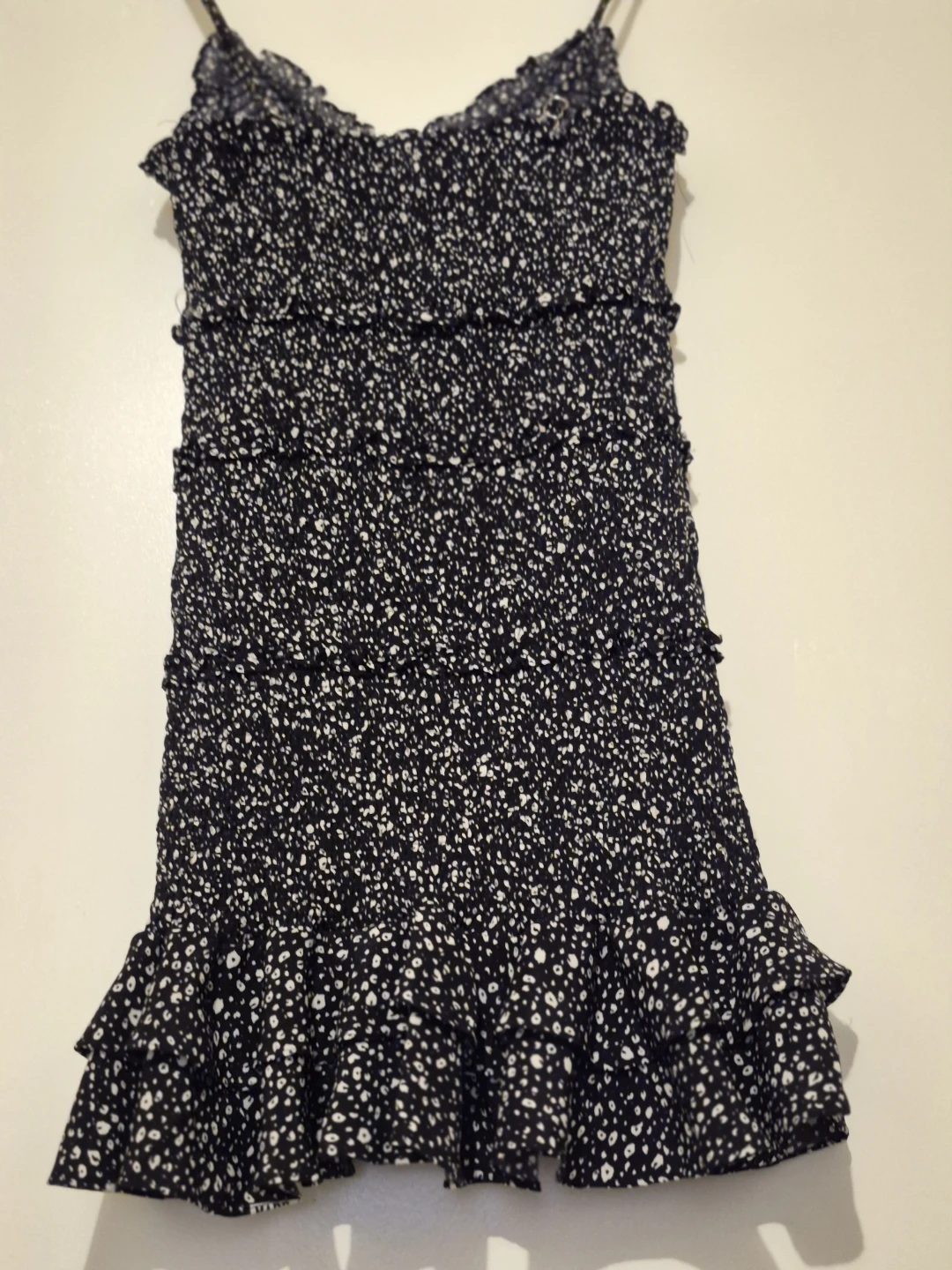 Fashion Nova Smocked Mini Dress Black White Print Size M - photo 2