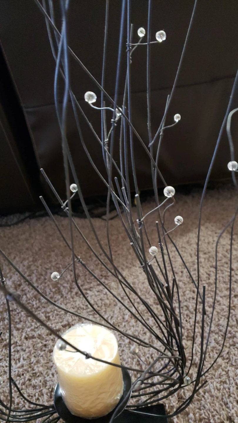 Black Rustic Tree Candle Holder with Beads.Stems are metal. - photo 2