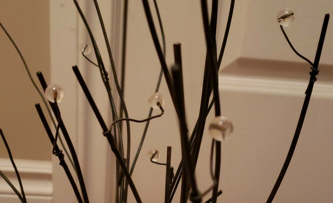 Black Rustic Tree Candle Holder with Beads.Stems are metal. - photo 3