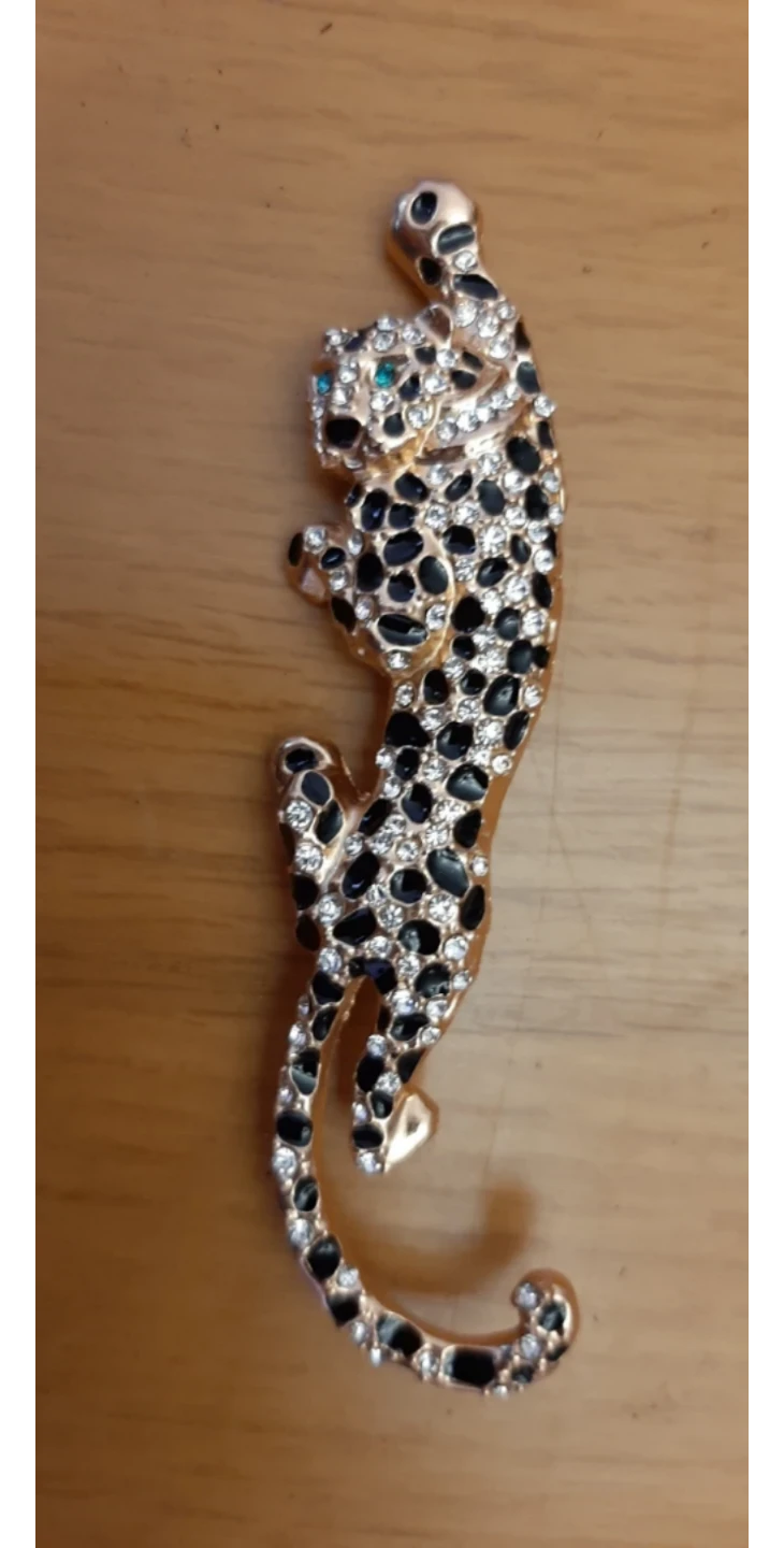 Leopard Brooch Pin Rhinestone Crystal Animal Cat Pin