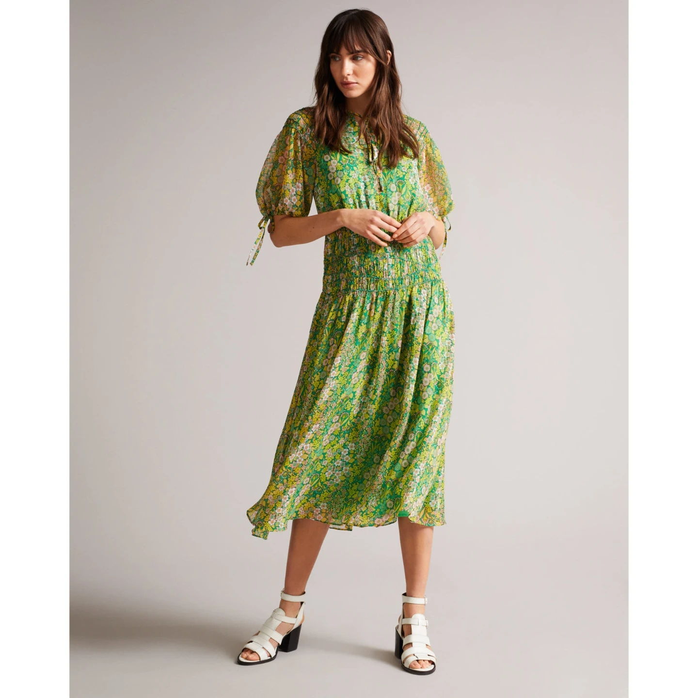 Ted Baker Green Floral Midi Dress