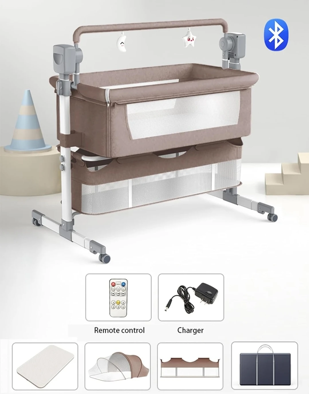 Multifunctional Baby Bassinet with Automatic Swing and Music