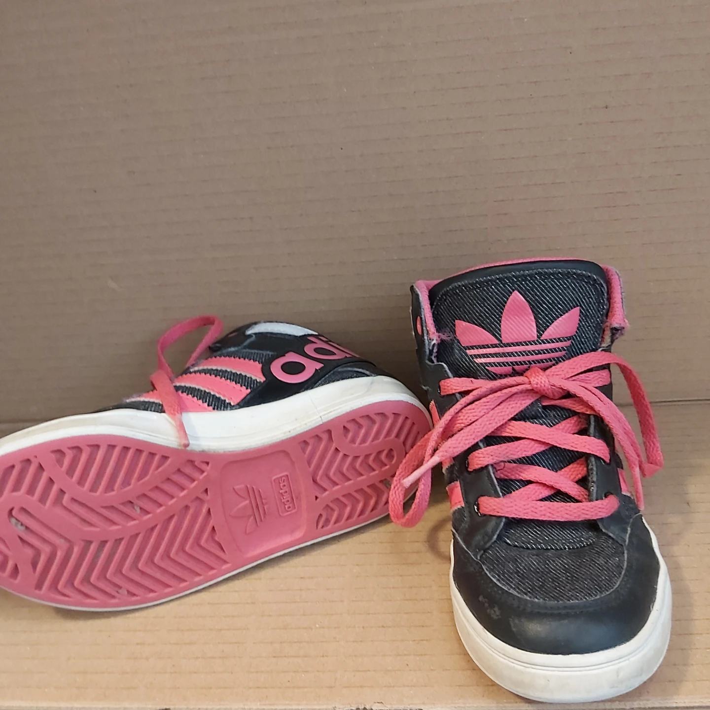 Adidas High Top Sneakers - Kids Size 11K Pink/Black - photo 2