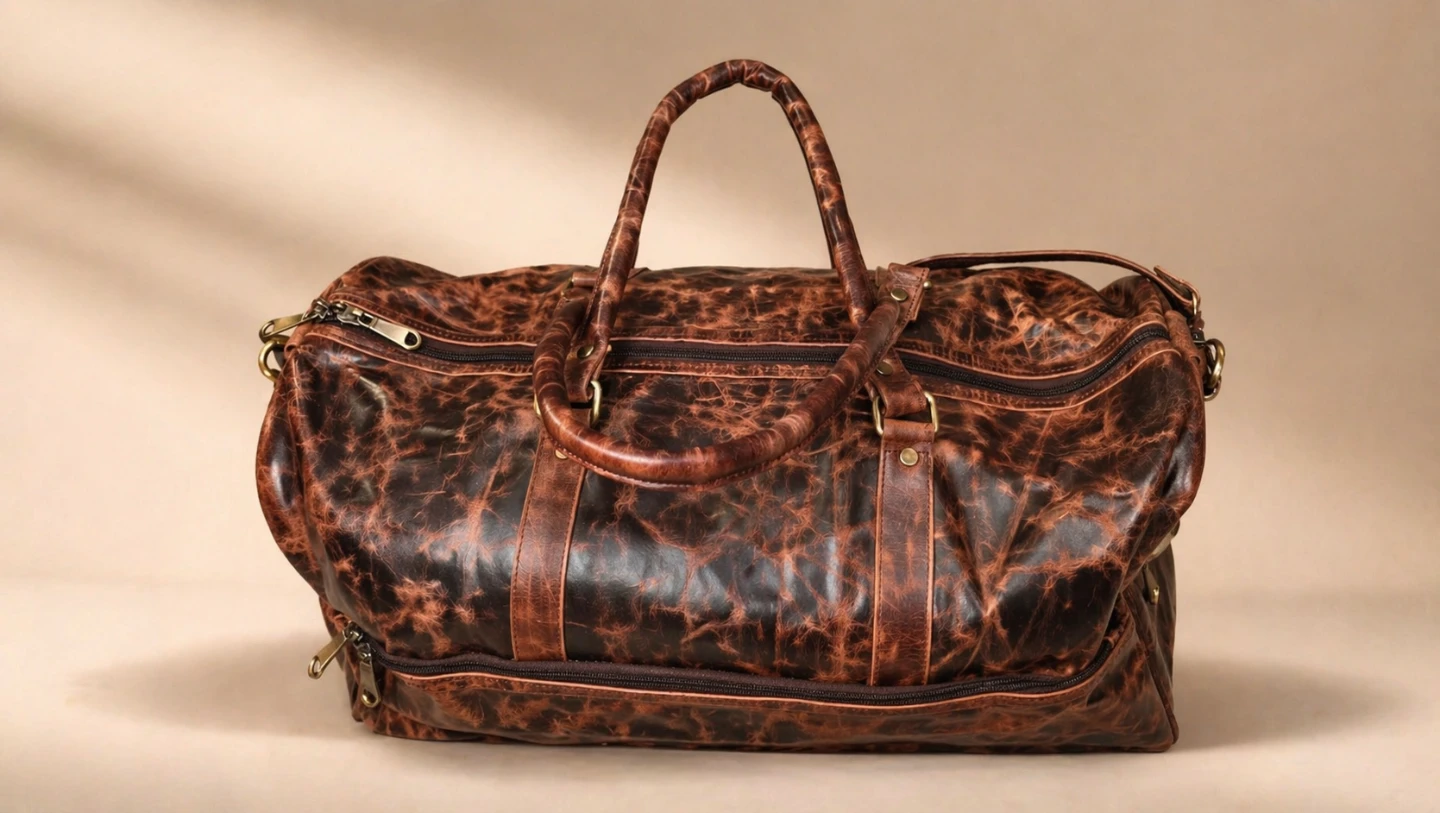 Premium Leather Duffel Bag - Vintage Distressed Leather
