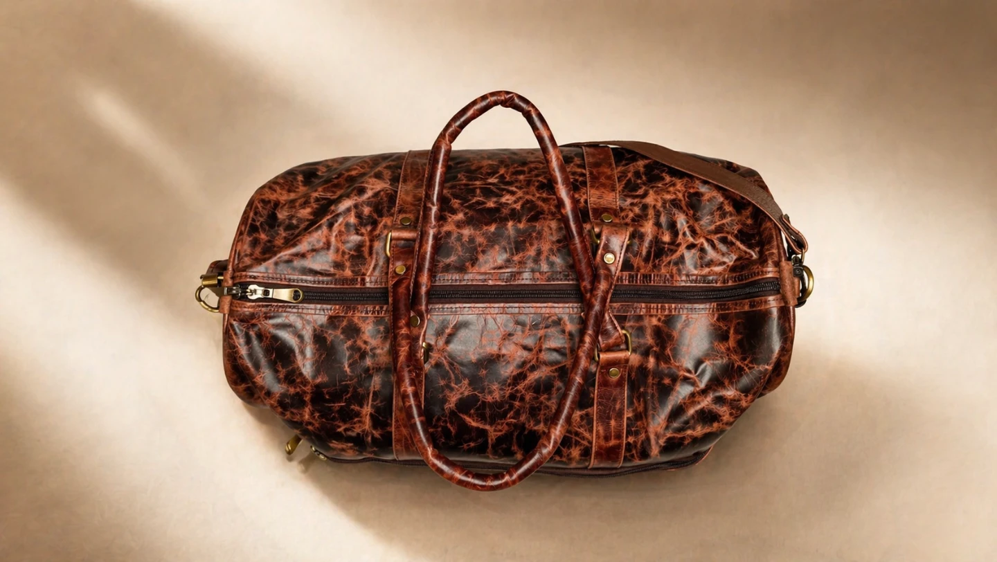 Premium Leather Duffel Bag - Vintage Distressed Leather - photo 2