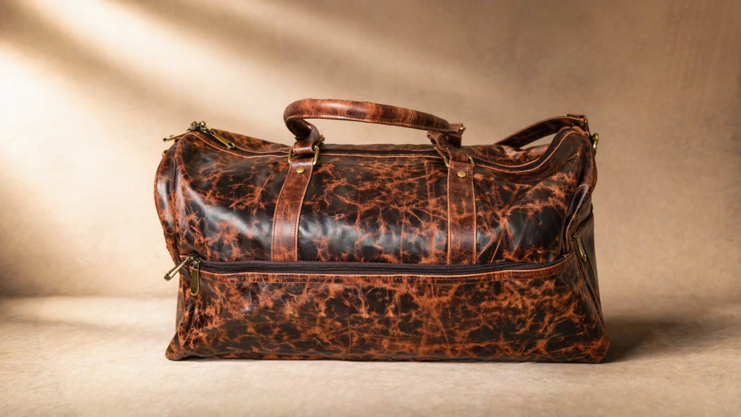 Premium Leather Duffel Bag - Vintage Distressed Leather - photo 3