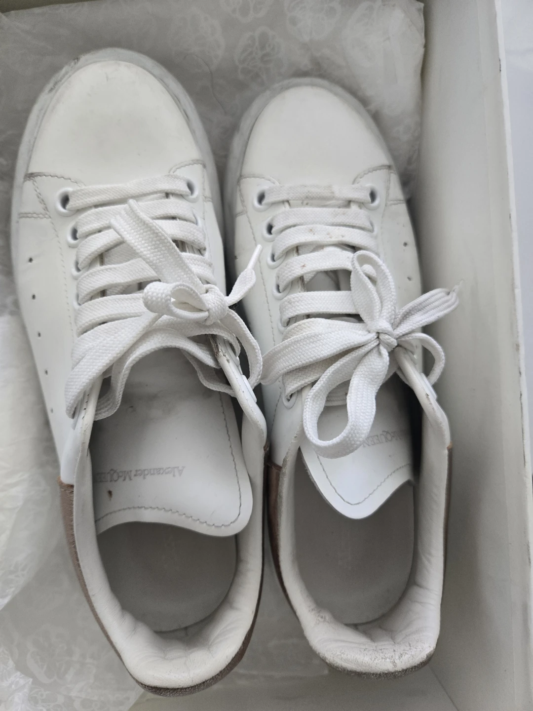 Alexander McQueen White Leather Sneakers women size 9 - photo 3