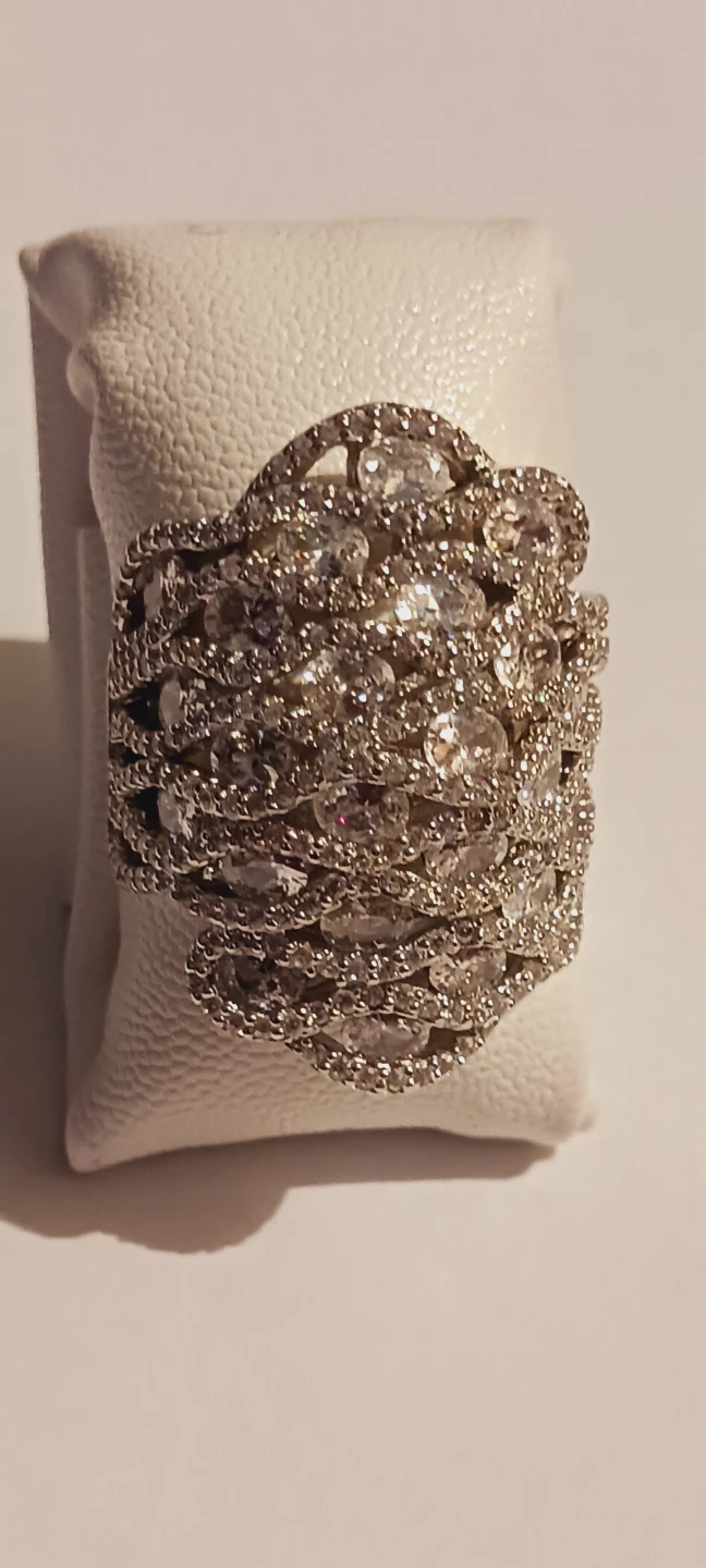 New !! Sterling Silver 925 Stamped Cluster CZ Sparkling Ring.8