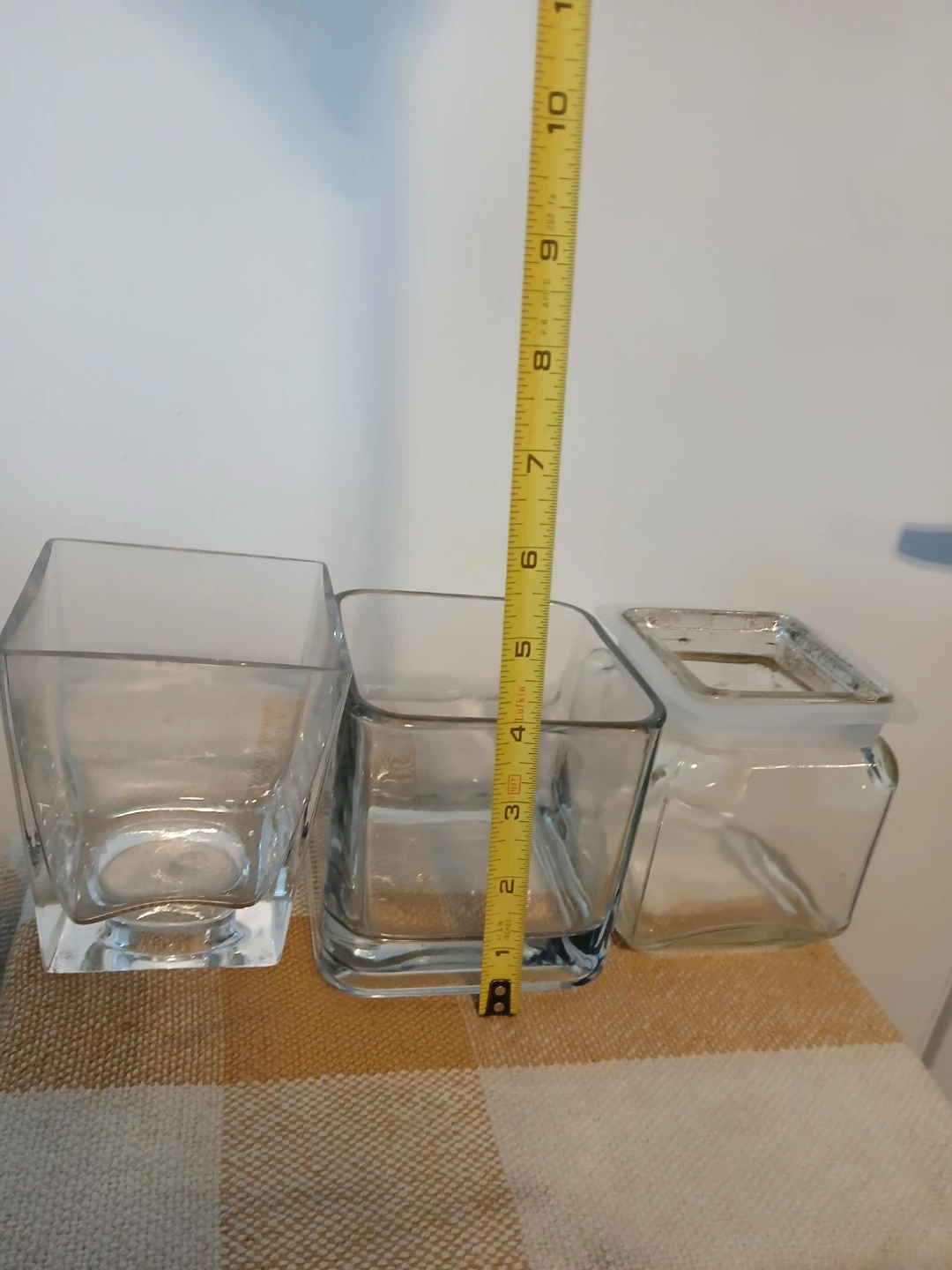 Set of 3 Clear Glass Square Vases/Containers. Pick up only. - photo 3