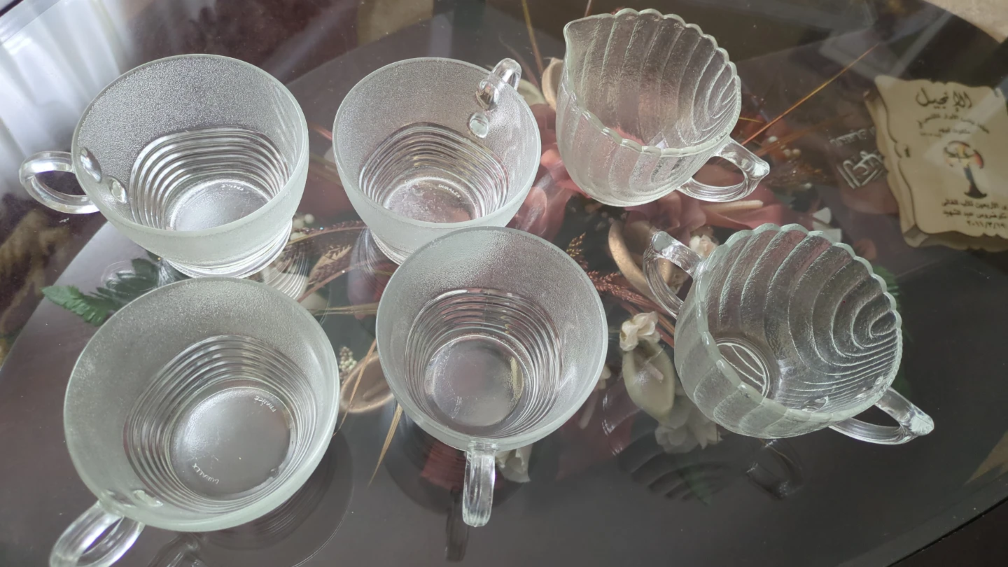 Duralex Frosted Glass Cups and Sugar Bowl Set