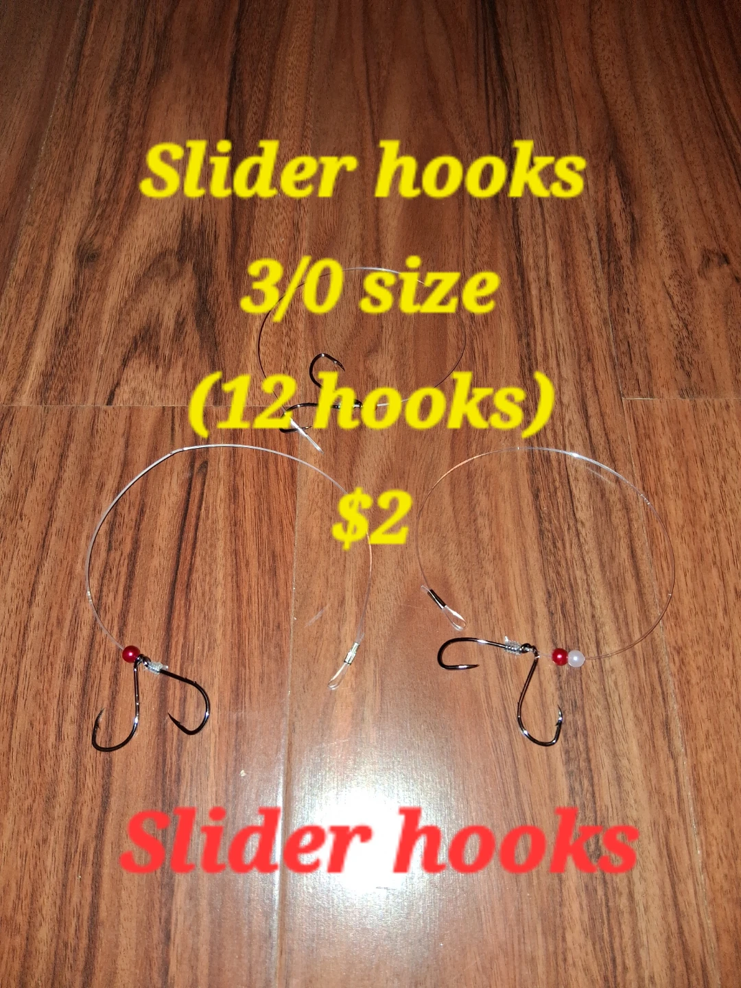 Slider Fishing Hooks - 3/0 Size (12 Hooks)