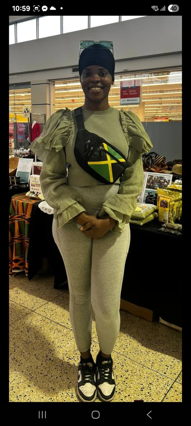 Black Fanny Pack with Jamaican Flag Design